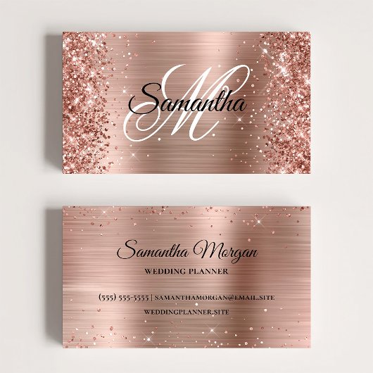 Glittery Roos Gold Foil Monogram Online Profiel Visitekaartje