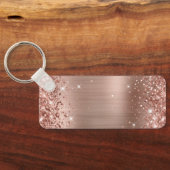 Glittery Roos Gold Foil Monogram Skinny Horizontal Sleutelhanger (Achterkant)