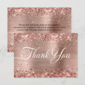 Glittery Roos Gold Foil Mooie Script Verjaardag Bedankkaart (Voorkant / Achterkant)