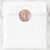 Glittery Roos Gold Foil Number 21 Birthday Ronde Sticker (Tas)