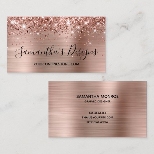 Glittery Roos Gold Foil Online Store Info Info Visitekaartje (Voorkant / Achterkant)