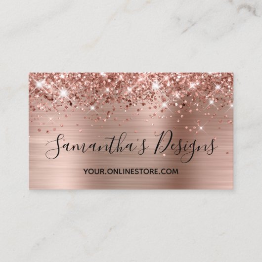 Glittery Roos Gold Foil Online Store Info Info Visitekaartje (Voorkant)