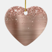 Glittery Roos Gold Foil Op maat gesneden 16 Keramisch Ornament (Achterkant)