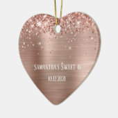 Glittery Roos Gold Foil Op maat gesneden 16 Keramisch Ornament (Links)