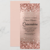 Glittery Roos Gold Foil Quinceañera Kaart (Voorkant / Achterkant)