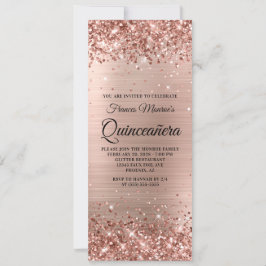 Glittery Roos Gold Foil Quinceañera Kaart