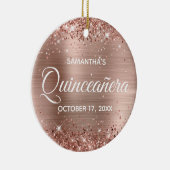 Glittery Roos Gold Foil Quinceañera Keramisch Ornament (Rechts)