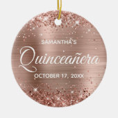 Glittery Roos Gold Foil Quinceañera Keramisch Ornament (Voorkant)