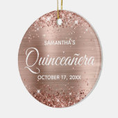 Glittery Roos Gold Foil Quinceañera Keramisch Ornament (Links)