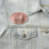 Glittery Roos Gold Foil Rechthoek Logo Naamplaatje (In situ)