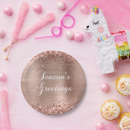 Glittery Roos Gold Foil Seasons Greetings Papieren Bordje (Feest)