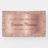 Glittery Roos Gold Foil Sparkle 90ste verjaardag Spandoek (Horizontaal)