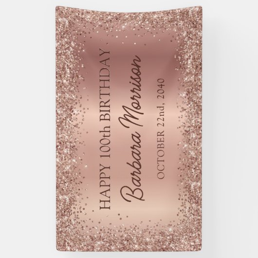Glittery Roos Gold Foil Sparkle 90ste verjaardag Spandoek (Verticaal)