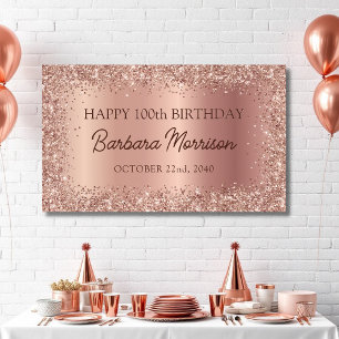 Glittery Roos Gold Foil Sparkle 90ste verjaardag Spandoek