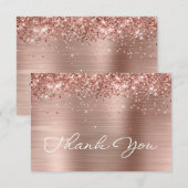 Glittery Roos Gold Foil Stilistisch Script Verjaar Bedankkaart (Voorkant / Achterkant)