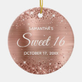Glittery Roos Gold Foil Sweet 16 Birthday Keramisch Ornament (Voorkant)