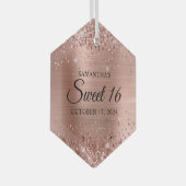 Glittery Roos Gold Foil Sweet 16 Glas Ornament (Voorkant Rechts)
