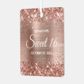 Glittery Roos Gold Foil Sweet 16 Metalen Ornament (Voorkant links)