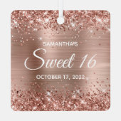 Glittery Roos Gold Foil Sweet 16 Metalen Ornament (Achterkant)