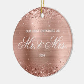 Glittery Roos Gold Foil voor onze eerste kerst Keramisch Ornament (Links)