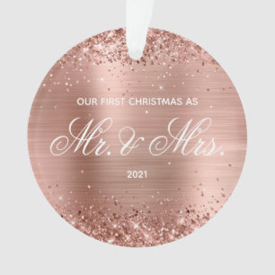 Glittery Roos Gold Foil voor onze eerste kerst Ornament