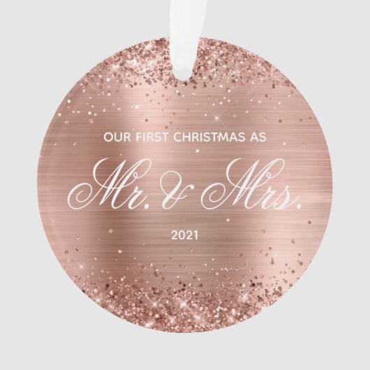 Glittery Roos Gold Foil voor onze eerste kerst Ornament (voorkant)