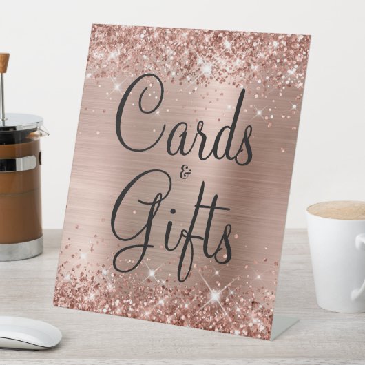 Glittery Roos Gold Foil Weddenkaarten en cadeaus Reclamebord Met Voetstuk (Insitu)