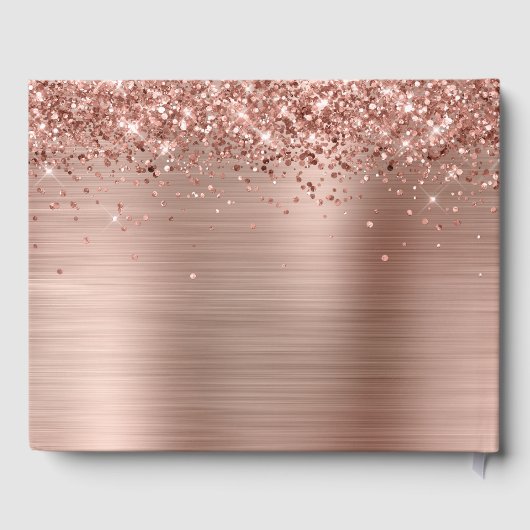 Glittery Roos Gold Foil Wedding Gastenboek (Achterkant)
