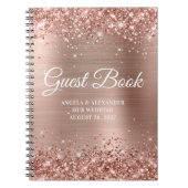 Glittery Roos Gold Foil Wedding Guestbook Notitieboek (Voorkant)