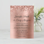 Glittery Roos Gold Foil Wedding Kaart (Staand voorkant)