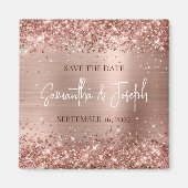 Glittery Roos Gold Foil Wedding Save the Date Magneet (Voorkant)