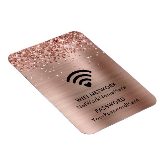 Glittery Roos Gold Foil WiFi-netwerk en wachtwoord Magneet (Rechterzijde)