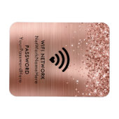 Glittery Roos Gold Foil WiFi-netwerk en wachtwoord Magneet (Horizontaal)