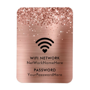 Glittery Roos Gold Foil WiFi-netwerk en wachtwoord Magneet