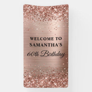 Glittery Roos Gold Folie 60e Verjaardag Verticaal Spandoek