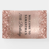 Glittery Roos Gold Folie 70e Verjaardag Verticaal Spandoek (Horizontaal)