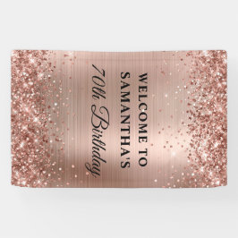 Glittery Roos Gold Folie 70e Verjaardag Verticaal Spandoek