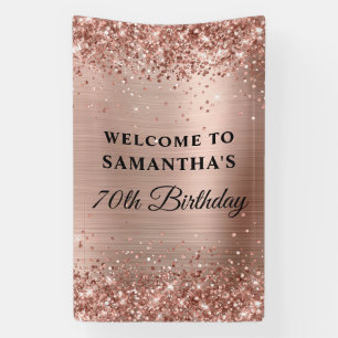 Glittery Roos Gold Folie 70e Verjaardag Verticaal Spandoek