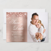 Glittery Roos Gold Foto Save The Date (Voorkant)