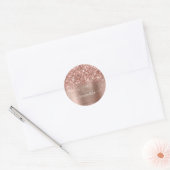 Glittery Roos Gold Girly Handtekening Calligrafie Ronde Sticker (Envelop)