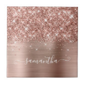 Glittery Roos Gold Girly Handtekening Calligrafie Tegeltje (Voorkant)