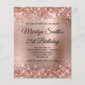 Glittery Roos Gold Glam 21st Birthday Invite Flyer (Voorkant)