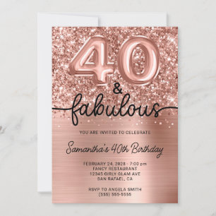 Glittery Roos Gold Glam 40 en Fabulous Kaart