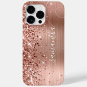 Glittery Roos Gold Glam Curly Handtekening Case-Mate iPhone Case (Achterkant)