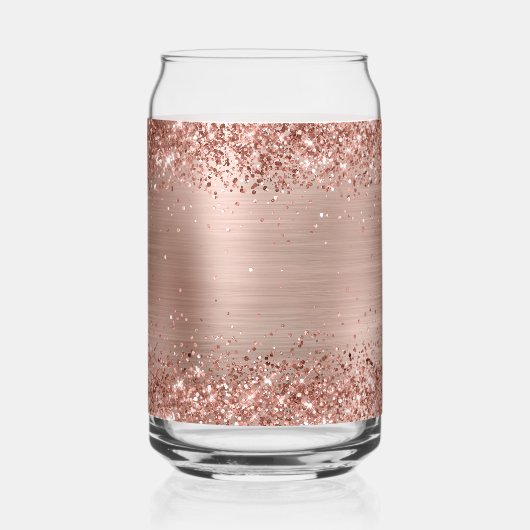 Glittery Roos Gold Glam Fancy Monogram Blikvorm Glas (Achterkant)