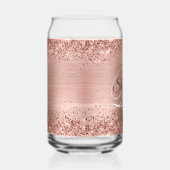 Glittery Roos Gold Glam Fancy Monogram Blikvorm Glas (Rechts)