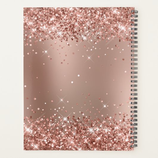 Glittery Roos Gold Glam Gradiënt Monogram Planner (Achterkant)