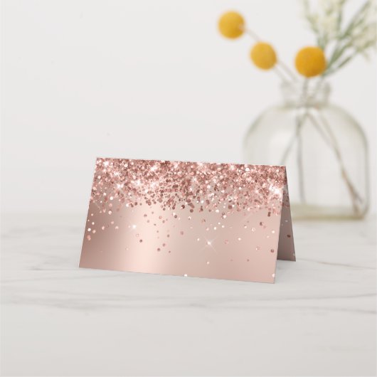 Glittery Roos Gold Glam gradiënt Plaatskaartje (Achterkant)