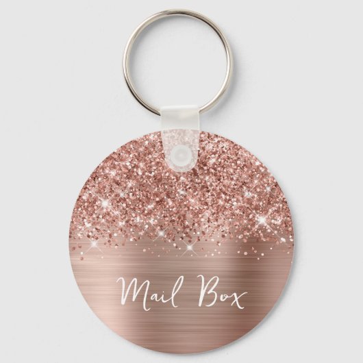 Glittery Roos Gold Glam Mail Box Sleutelhanger (Voorkant)