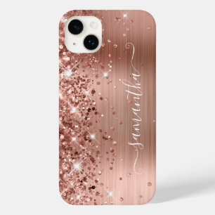Glittery Roos Gold Glam Modern Girly Handtekening Case-Mate iPhone 14 Plus Hoesje